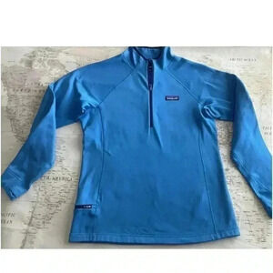 Patagonia M Blue Fleece 1/4 Zip Blue Sweatshirt- STAIN